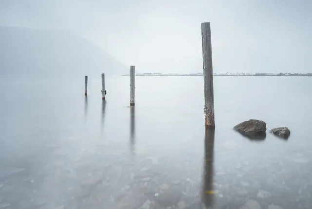 Misty day, onundarfjordur, flateyri, westfjords, iceland