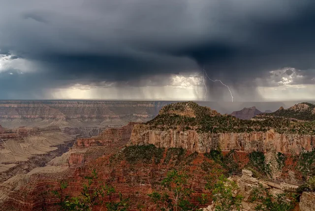 Monsoon Season Lightning Strike, North Rim, Grand Canyon, Arizona, USA Monsoon season lightning strike, north rim, grand canyon, arizona, usa