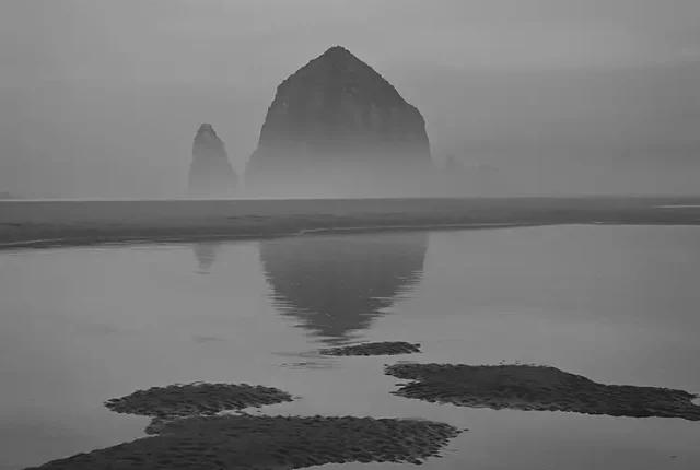 Moody morning, haystack rock, cannon beach, oregon, usa