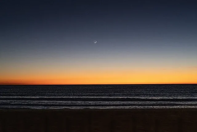 Moonrise Over Parallel Waves, Carlsbad, CA, USA copy