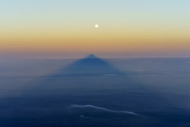 Moonrise Over Pico Volcano Shadow, Acores, Portugal
