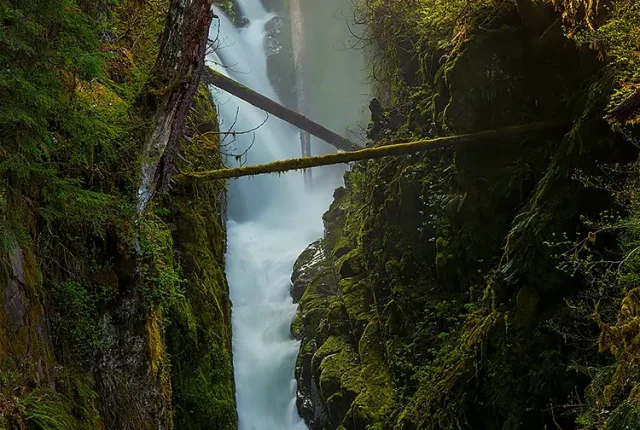 Morning at sol duc falls, olympic national park, washington state, usa