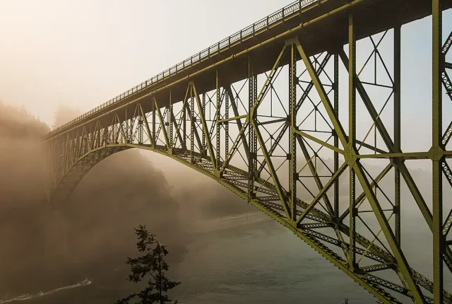 Morning Mist Over Deception Pass, Washington, USA