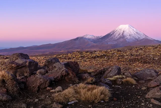 Mt Ngauruhoe Sunset, Scoria Flats, Tongariro National Park, North Island, New Zealand