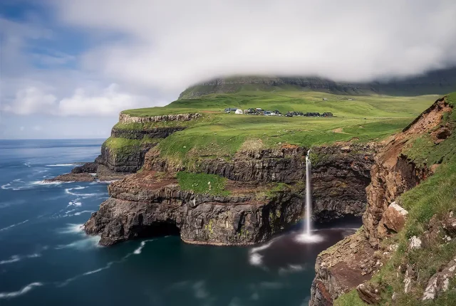 Mulafossur waterfall, vagar, faroe islands