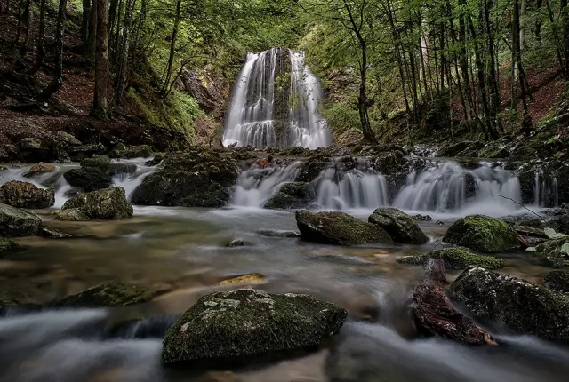 Natural beauty, josefsthaler waterfall, schliersee, bavaria, germany