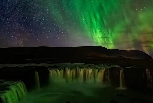Northern Lights Over Godafoss, Iceland