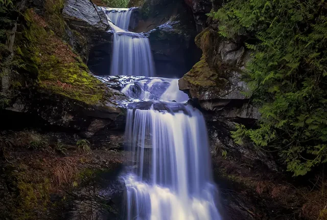 Racehourse creek falls, near deming, whatcom county, washington, usa