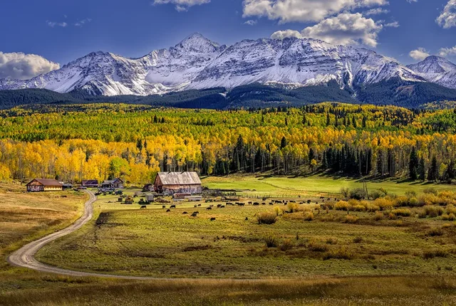 Ranch Below San Juan Mountains, Placerville, San Miguel County, Colorado, USA copy