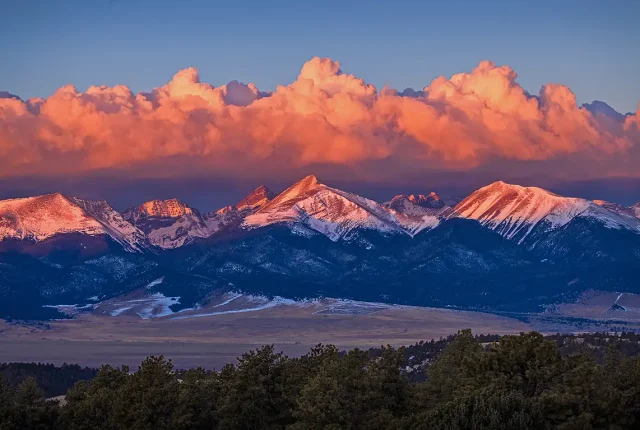 Rocky mountains alpenglow, westcliffe, colorado, usa