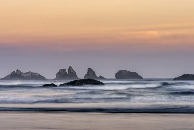 Seastacks At Sunset, Bandon Beach, Oregon, USA