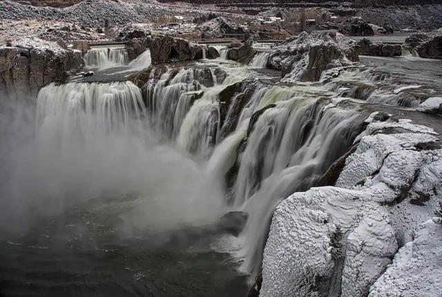 Shoshone falls in winter, twin falls, idaho, usa
