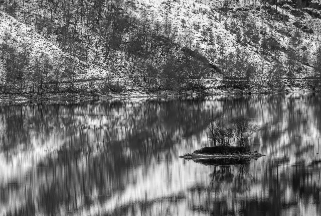 Snow at loch clair, western highlands, scotland