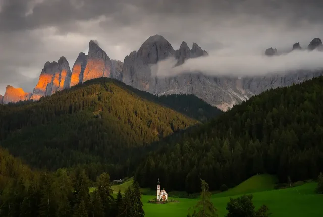 St Giovanni Church, Ranui, Santa Magdalena, Dolomites, Italy
