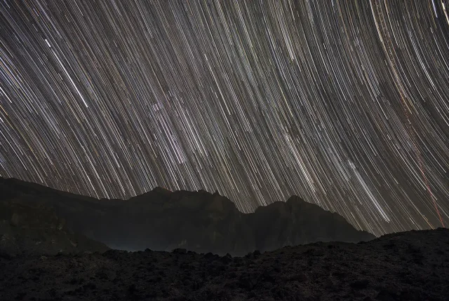Star Trail Over Jebel Shams, Wadi Sahtan, Oman
