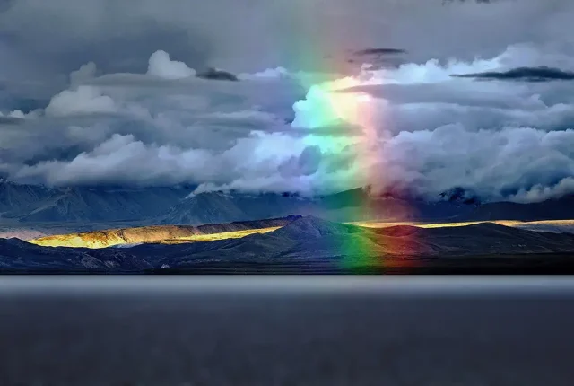 Sun Goes Down Behind The Mountains, Lake Manasarovar, Tibet
