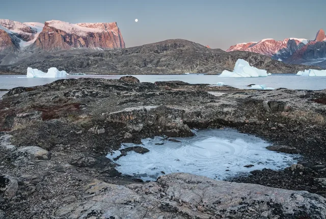 Sunrise in Scoresby Sund, Eastern Coast of Greenland