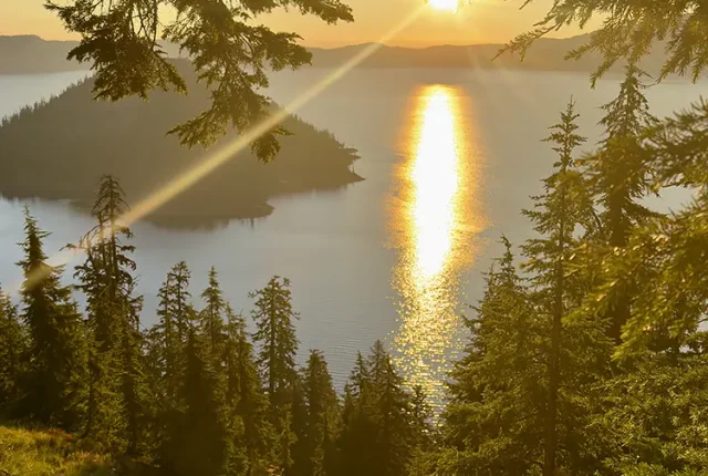 Sunrise Over Smokey Crater Lake National Park, Klamath County, Oregon, USA