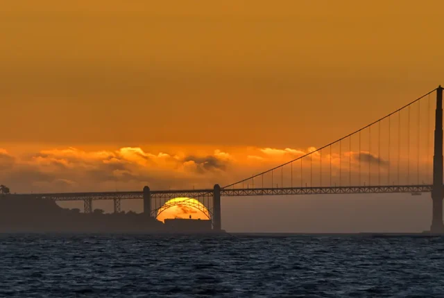 Sunset Alignment With Golden Gate Bridge, San Francisco, California, USA