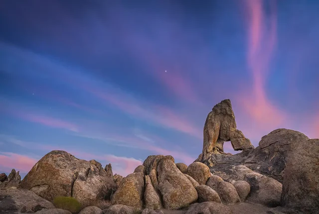Sunset At Boot Arch, Eastern Sierra, Alabama Hills, Lone Pine, California, USA