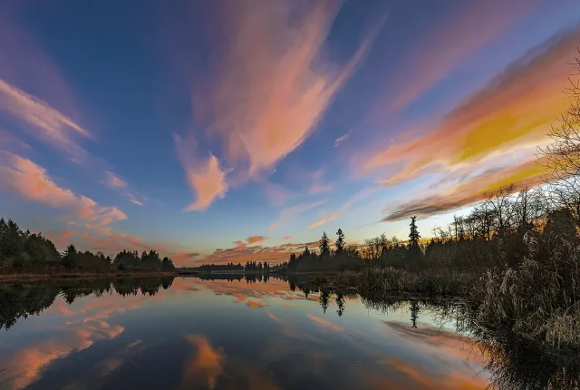 Sunset Cloud Reflection, Chambers Lake, Olympia, WA, USA
