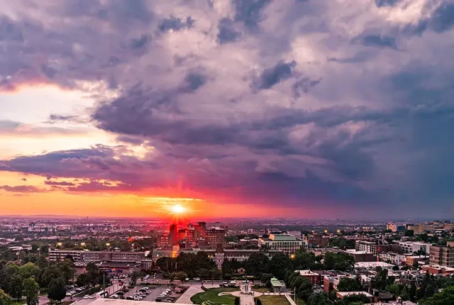 Sunset Over The City, Mont Royal, Montreal, Quebec, Canada
