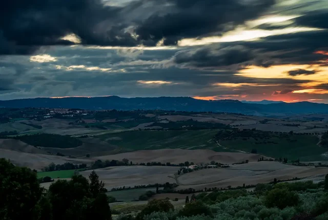 Sunset Seen From Pienza, Tuscany, Italy