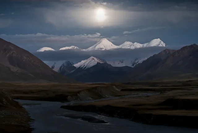 Tien Shan Moonrise, Sary Jaz, Kyrgyzstan