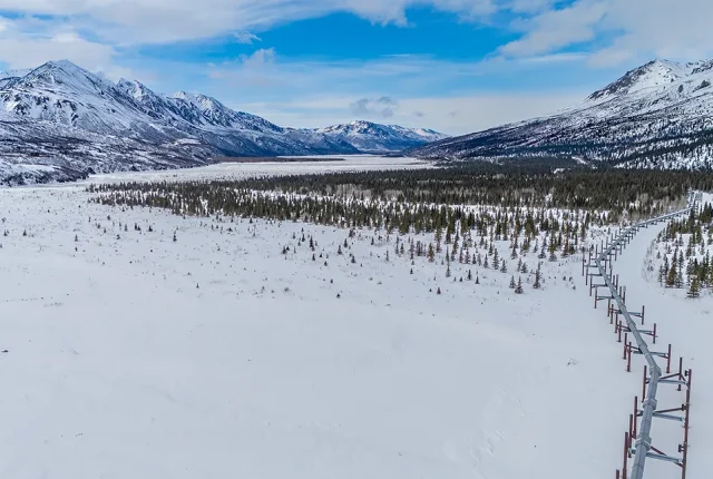 Trans Alaska Pipeline, Castner Ice Cave, Alaska, USA