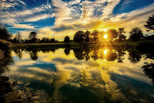 Twilight’s Quiet Mirror, LaFayette Memorial Gardens, Grindstone, Pennsylvania, USA