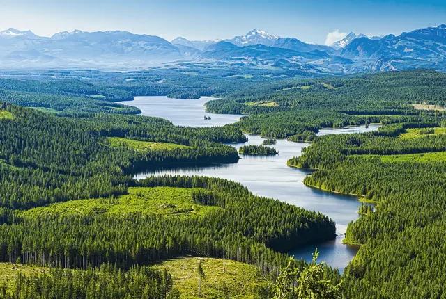 Vancouver Island Lakes Viewed from Mt Menzie, Campbell River, BC, Canada