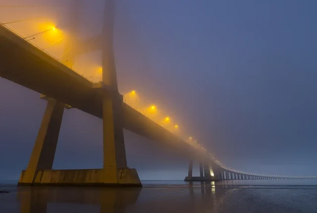 Vasco Da Gama Bridge At Dawn, Lisbon, Portugal