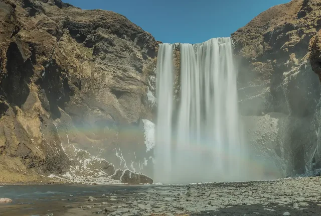 Water curtain, skogafoss, iceland