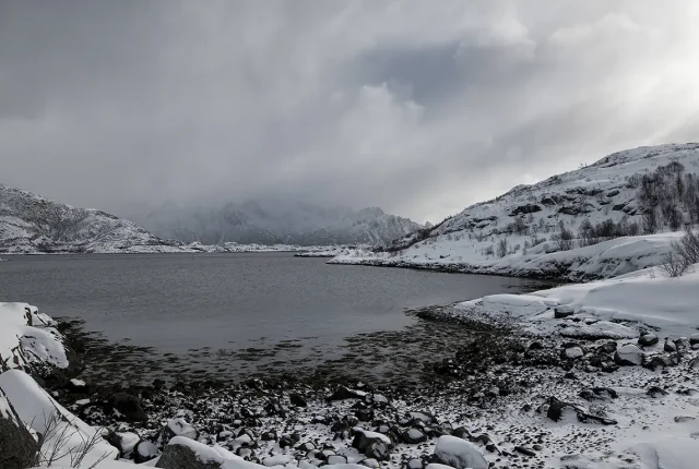 When Snow Falls, Lofoten Islands, Norway copy