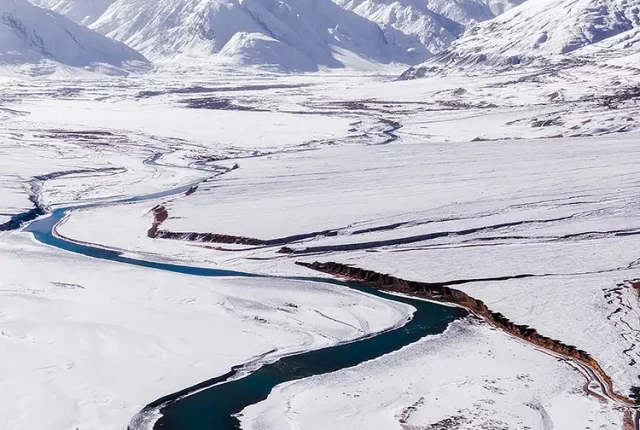 Winter flow of zanskar, ladakh, india